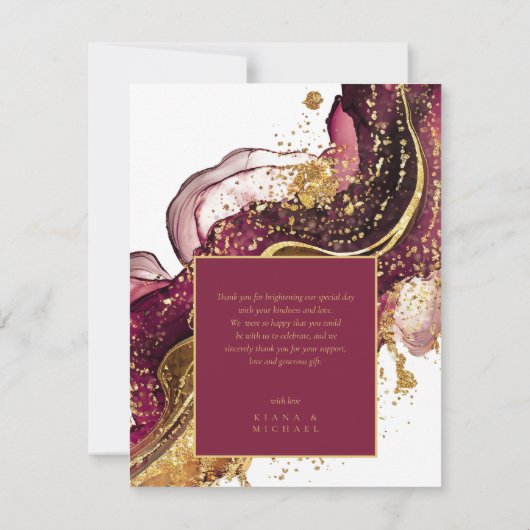 Abstracte Mousserende Huwelijkswijn Rode ID1018 Bedankkaart (Achterkant)