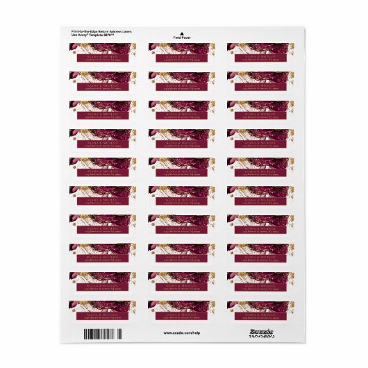 Abstracte Mousserende Huwelijkswijn Rode ID1018 Etiket (Full Sheet)