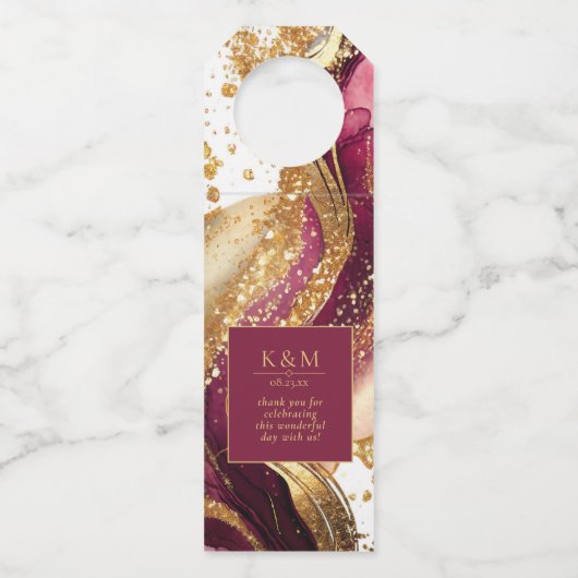 Abstracte Mousserende Huwelijkswijn Rode ID1018 Flessenhanger (Voorkant)