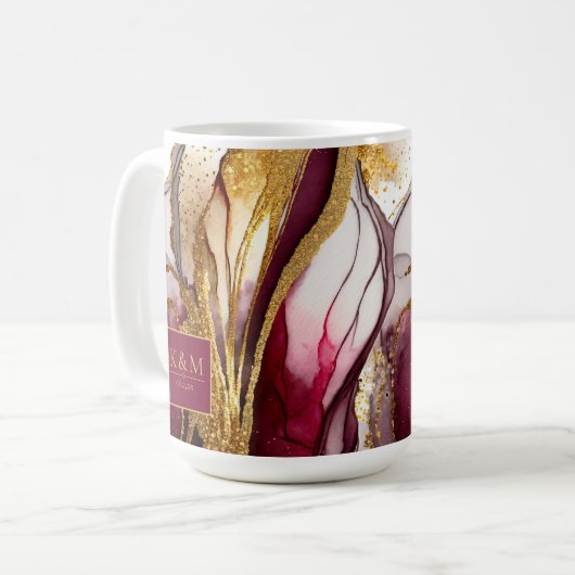 Abstracte Mousserende Huwelijkswijn Rode ID1018 Koffiemok (Voorkant links)