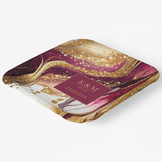 Abstracte Mousserende Huwelijkswijn Rode ID1018 Papieren Bordje (Gebogen)