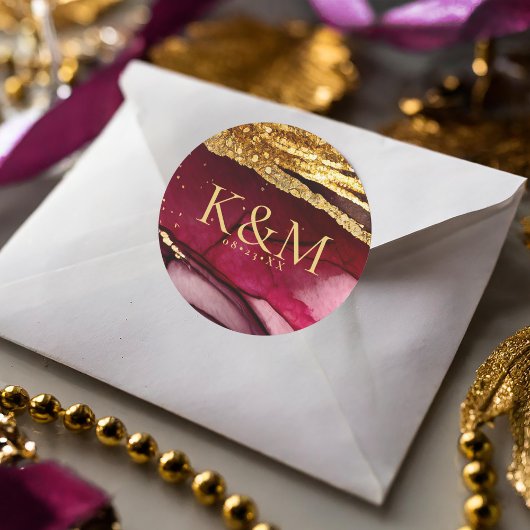 Abstracte Mousserende Huwelijkswijn Rode ID1018 Ronde Sticker