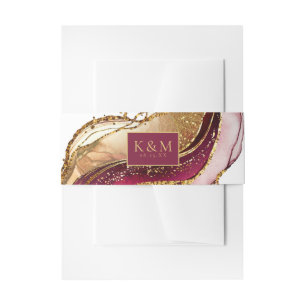 Abstracte Mousserende Huwelijkswijn Rode ID1018 Uitnodigingen Wikkel