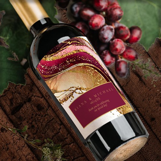 Abstracte Mousserende Huwelijkswijn Rode ID1018 Wijn Etiket