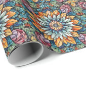 Abstracte Mozaïek Bloem Kaleidoscoop Cadeaupapier (Rol Hoek)