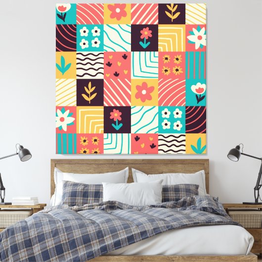 Abstracte mozaïek canvas afdruk (Insitu (Slaapkamer))