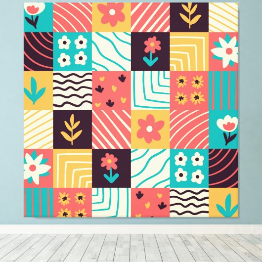 Abstracte mozaïek canvas afdruk (Insitu (Houten vloer))