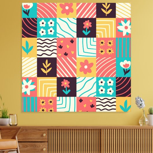 Abstracte mozaïek canvas afdruk (Insitu (Woonkamer))