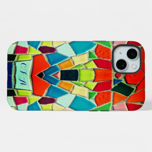 Abstracte mozaïek iPhone hoesje (Achterkant horizontaal)