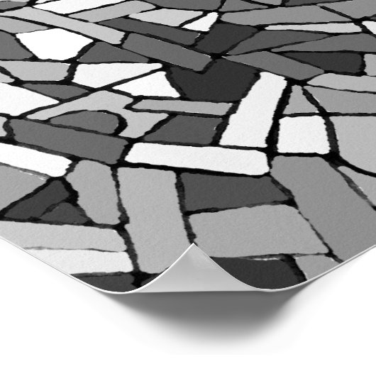 Abstracte mozaïek, zwart en wit poster (Hoek)