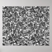 Abstracte mozaïek, zwart en wit poster (Voorkant)