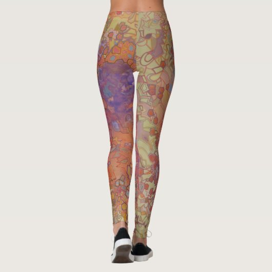 Abstracte mozaïekachtige kunst leggings (Achterkant)