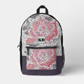 Abstracte mozaïekbloem roos roze witte grijze bloe bedrukte rugzak (Voorkant)