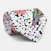 Abstracte mozaïekbloem roos roze witte grijze bloe stropdas (Opgerold)