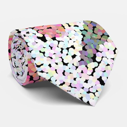 Abstracte mozaïekbloem roos roze witte grijze bloe stropdas (Opgerold)