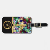 Abstracte mozaïekgordelglas | Golden Cross Bagagelabel (Voorkant horizontaal)