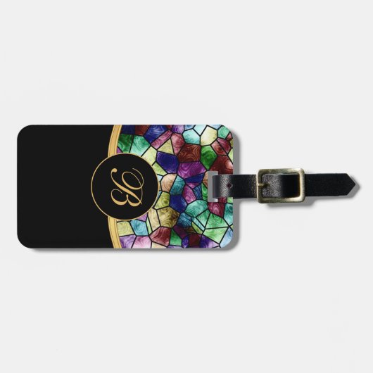 Abstracte mozaïekgordelglas | Personaliseren Bagagelabel (Voorkant horizontaal)