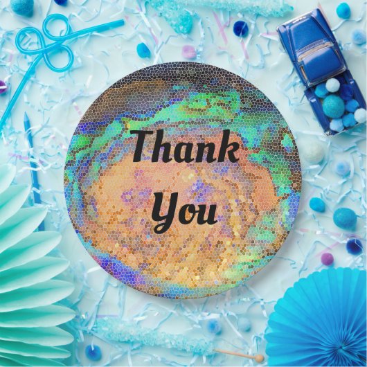 Abstracte mozaïekheldere neonkleur Hartelijk dank Papieren Bordje (Feest)