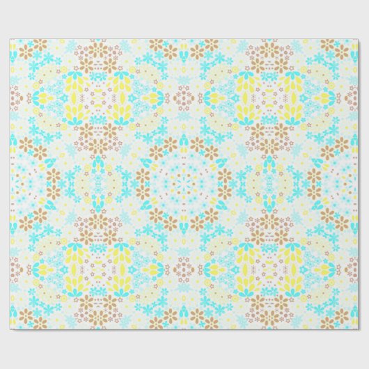 Abstracte mozaïekkaleidoscopische bloemen wit cadeaupapier (Vlak)