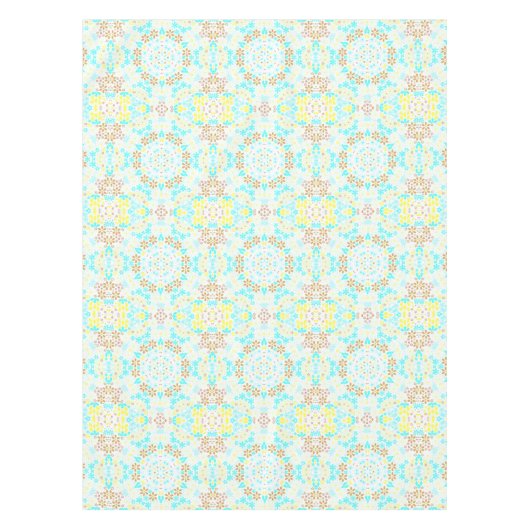 Abstracte mozaïekkaleidoscopische bloemen wit tafelkleed (Voorkant)