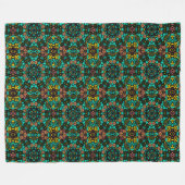 Abstracte mozaïekkaleidoscopische bloemen zwart fleece deken (Voorkant (Horizontaal))