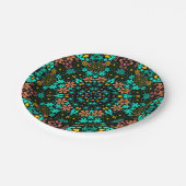 Abstracte mozaïekkaleidoscopische bloemen zwart papieren bordje (Gekanteld)