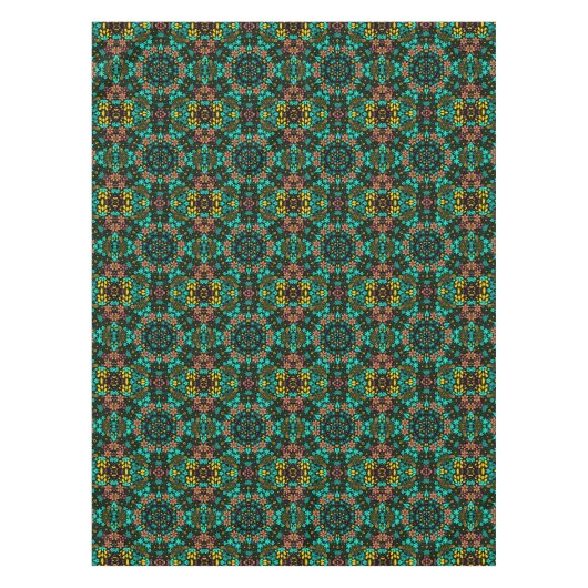 Abstracte mozaïekkaleidoscopische bloemen zwart tafelkleed (Voorkant)