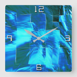 Abstracte mozaïektekening, hemel of licht aluminiu vierkante klok