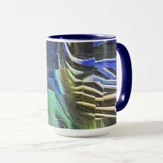 Abstracte mozaïektekening lichtgekerfd en satijn mok (Voorkant rechts)