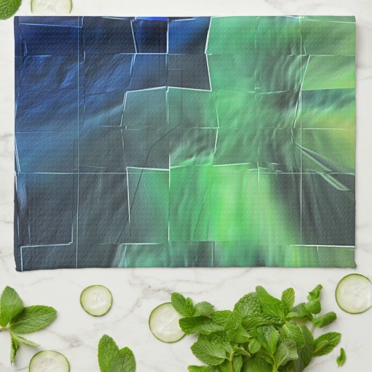 Abstracte mozaïektekening lichtgekerfd en satijn theedoek (Gevouwen)
