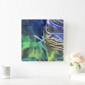 Abstracte mozaïektekening lichtgekerfd en satijn vierkante klok (Huis)