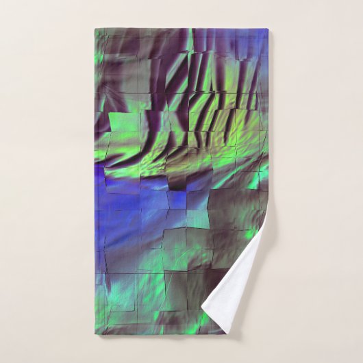 Abstracte mozaïektekening van roestgroen en blauw bad handdoek (Handdoek)