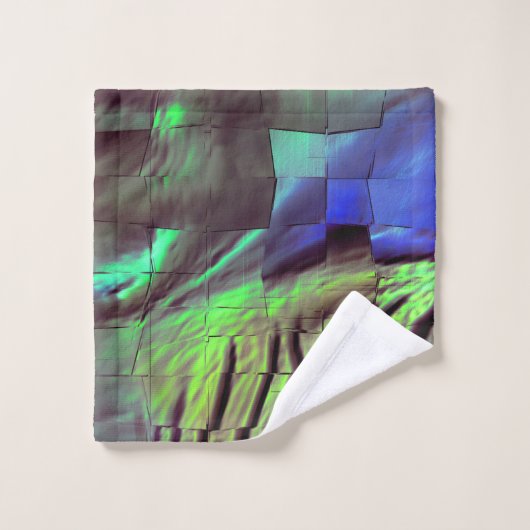 Abstracte mozaïektekening van roestgroen en blauw bad handdoek (Wasdoekje)