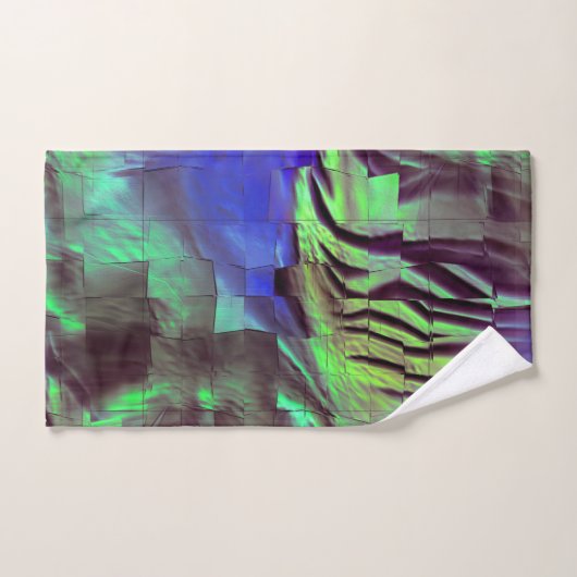 Abstracte mozaïektekening van roestgroen en blauw bad handdoek (Handdoek)