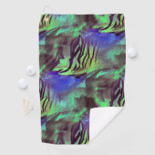 Abstracte mozaïektekening van roestgroen en blauw golfhanddoek (Insitu)