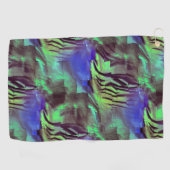 Abstracte mozaïektekening van roestgroen en blauw golfhanddoek (Horizontaal)