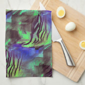 Abstracte mozaïektekening van roestgroen en blauw theedoek (Quarter Fold)