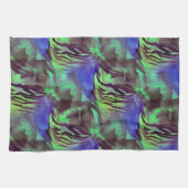 Abstracte mozaïektekening van roestgroen en blauw theedoek (Horizontaal)