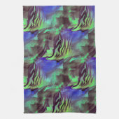 Abstracte mozaïektekening van roestgroen en blauw theedoek (Verticaal)