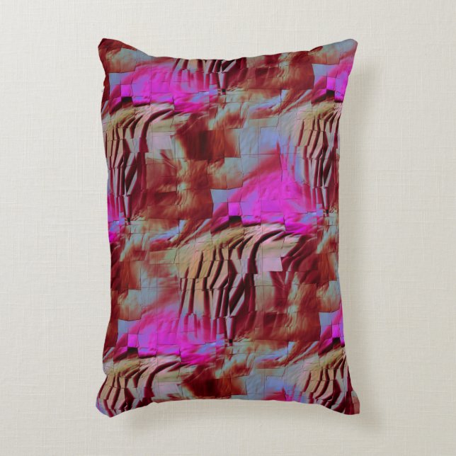 Abstracte mozaïektekening van roestroze en roestvr accent kussen (Voorkant(Verticaal))