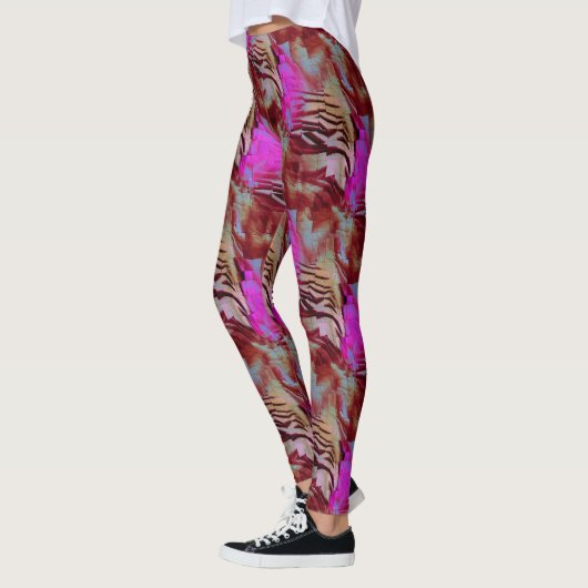 Abstracte mozaïektekening van roestroze en roestvr leggings (Links)