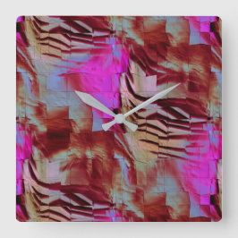 Abstracte mozaïektekening van roestroze en roestvr vierkante klok