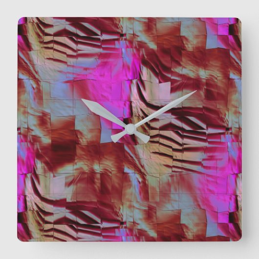 Abstracte mozaïektekening van roestroze en roestvr vierkante klok (Voorkant)