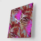 Abstracte mozaïektekening van roestroze en roestvr vierkante klok (Hoek)