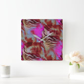 Abstracte mozaïektekening van roestroze en roestvr vierkante klok (Huis)