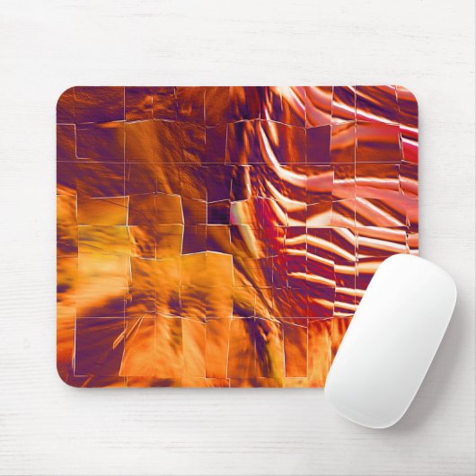 Abstracte mozaïektekening van roodgoudfolie muismat (Met muis)