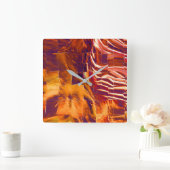 Abstracte mozaïektekening van roodgoudfolie vierkante klok (Huis)