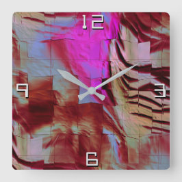 Abstracte mozaïektekening van rotsroze en roest vierkante klok