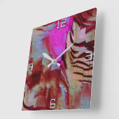 Abstracte mozaïektekening van rotsroze en roest vierkante klok (Hoek)