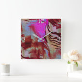 Abstracte mozaïektekening van rotsroze en roest vierkante klok (Huis)